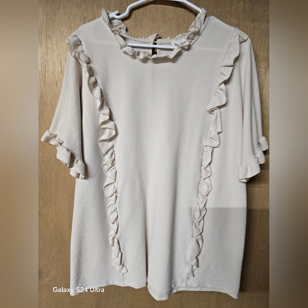 Hayden Cream Ruffled Blouse with Romantic Style